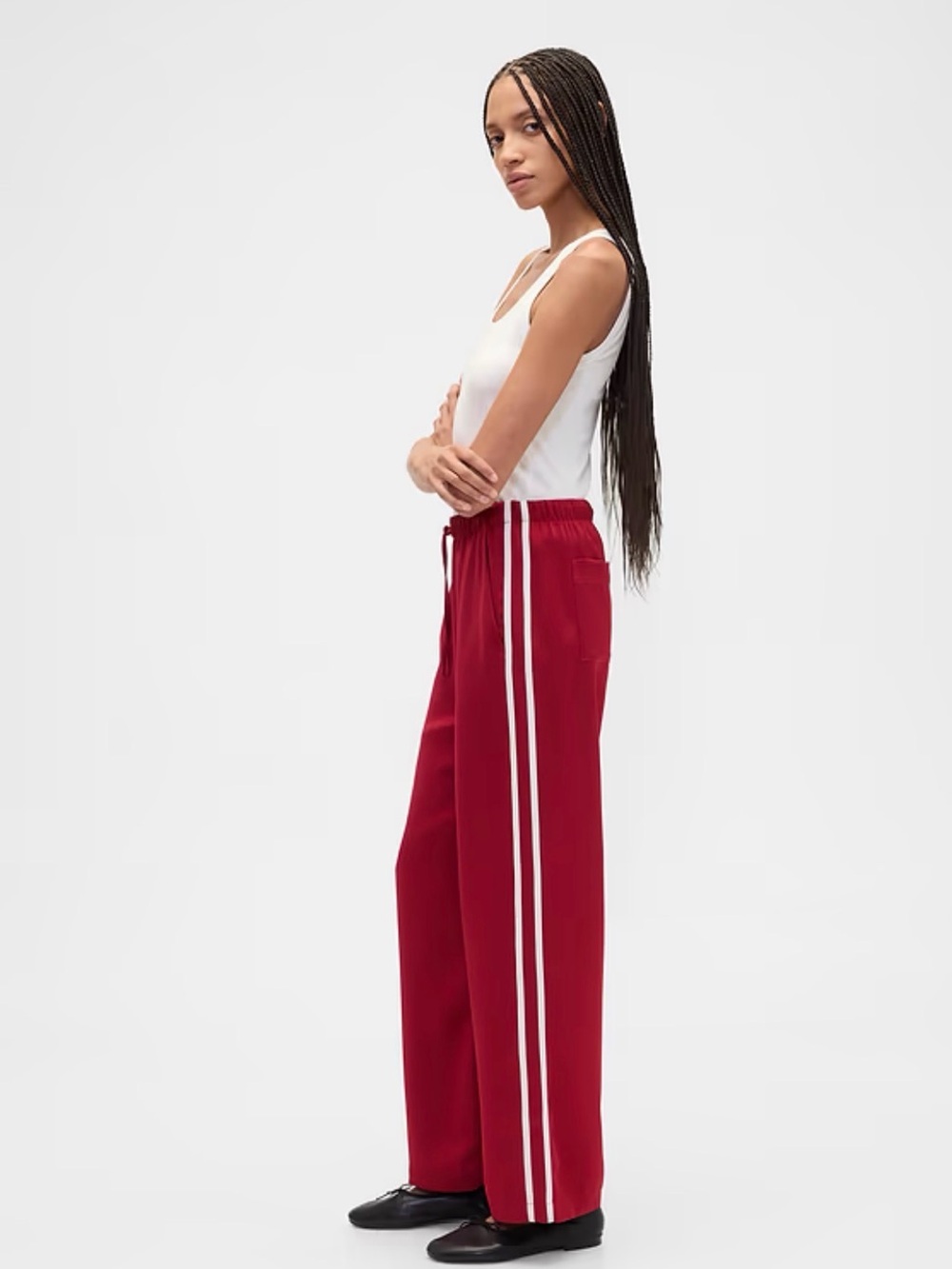 GAP Red Satin stripe Joggers NWT
